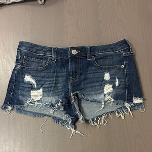 Express Dark Blue Distressed Jean Shorts